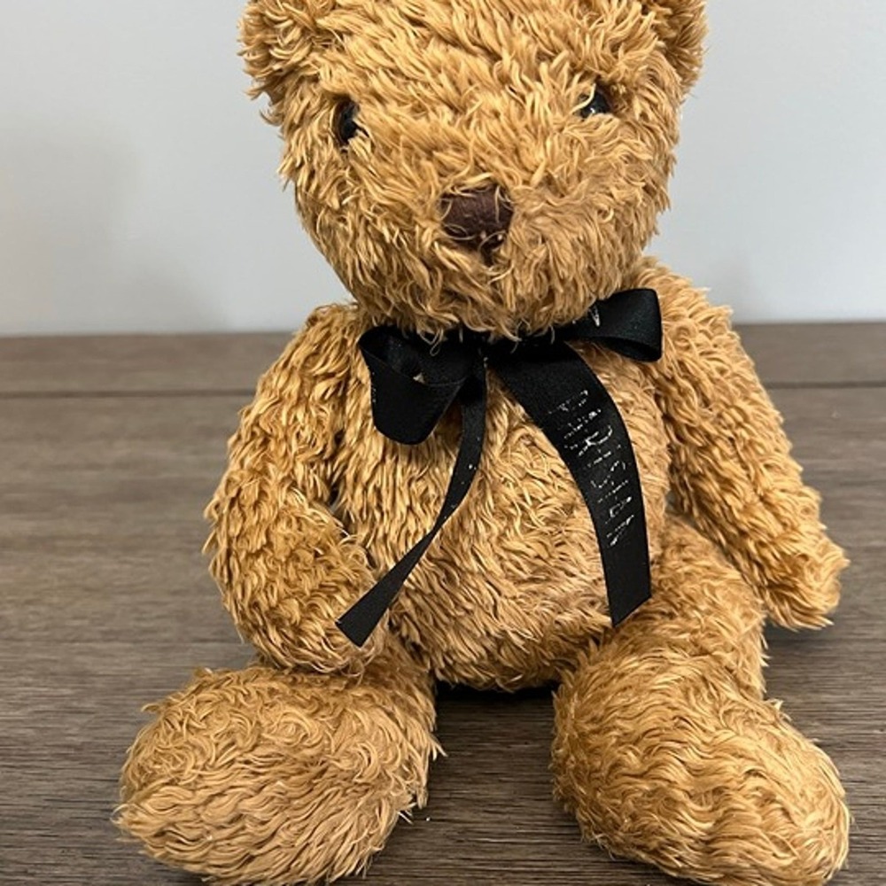 Saks Fifth Avenue Teddy Bear Plush Shaggy Tan Stuffed Animal Toy Parisian Bow